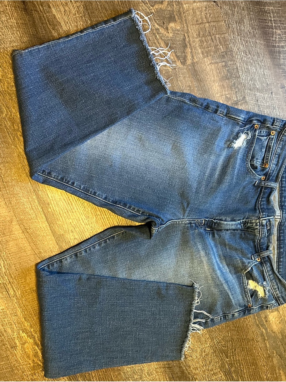 GAP Dark Blue Wide-Leg Distressed Jeans